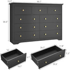 Black Dresser for Bedroom, 9 Drawer Dresser with Large Drawers, 55 Inch Wide Wood Chest for Living Room, Hallway - Image 2