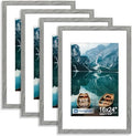 Hongkee 16x24 Frame Set of 4, 16 x 24 Grey Wood Style(Mat 12x18) by Hongkee