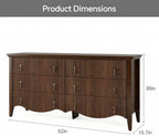 FUSUNBAO 6-Drawer Fluted Dresser, 52" Wide Double Chest of Drawers,Walnut - Image 2