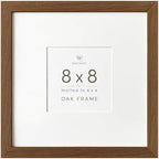 8x8 Picture Frames, Solid Oak Wood 8x8 photo Frame with Mat to 4x4 by TumblerHome
