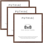 puthiac 8x8 Solid Oak Wood Picture Frames, Walnut, 3 Pack by PUTHIAC