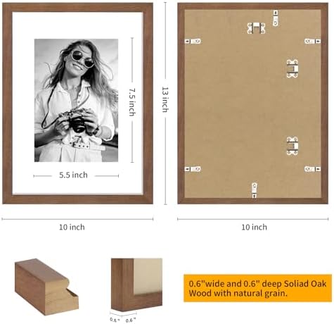 puthiac 9x12 Solid Oak Wood Picture Frame, Walnut, 1 Pack - Image 3