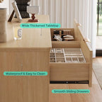 LINSY HOME Fluted Dresser for Bedroom with 6 Drawers, 54" Wide Mid Century Modern Dressers, Tall Boho Chest of Drawers, Large Wood Accent Storage Cabinet for Living Room, Curved Profile Design, Oak - Image 4