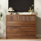 LYNSOM Walnut Fluted 9 Drawer Dresser for Bedroom, Curved Edge, 50" Wide - Image 3