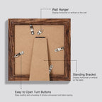 Hongkee 6x6 Picture Frame Set of 4, Made of Glass and Rustic Brown Wooden Frame - Display Picture 4x4 with Mat or 6 x 6 Without Mat, 6x6 Photo for Wall or Tabletop - Image 3