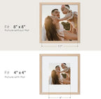 puthiac 8x8 Solid Oak Wood Picture Frame with 4x4 Mat, Natural Oak, 1 Pack - Image 4