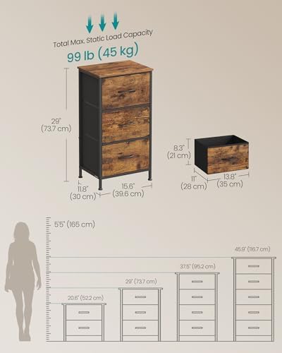 SONGMICS Dresser for Bedroom, Small Dresser with 3 Fabric Drawers - Image 2
