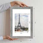 Hongkee 8x12 Picture Frame Set of 4, Made of Glass and Grey Wooden Frame - Display 6x8 Picture with Mat or 8 x 12 Poster Without Mat, 8 by 12 Photo for Wall or Tabletop - Image 2