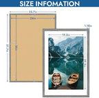 Hongkee 24x36 Poster Frame Set of 4, 24 x 36 Grey Wood Style(Mat 20x30) - Image 3