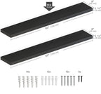 Ballucci Floating Shelves for Wall, 60" Wood Wall Shelf Set of 2, with Invisible Brackets for Bathroom, Living Room, Bedroom, Kitchen, Nursery, 8" Deep, Black - Image 3
