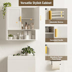 INNOD Bathroom Wall Cabinet, Wall-Mounted Medicine Cabinet with Adjustable Wood Shelf & Doors, Floating Bathroom Cabinet Over Toilet for Laundry Room & Kitchen & Living Room (White) - Image 3