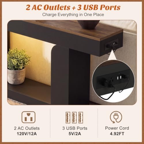 Homieasy Console Table, 47" Entryway Table with Charging Station - Image 4