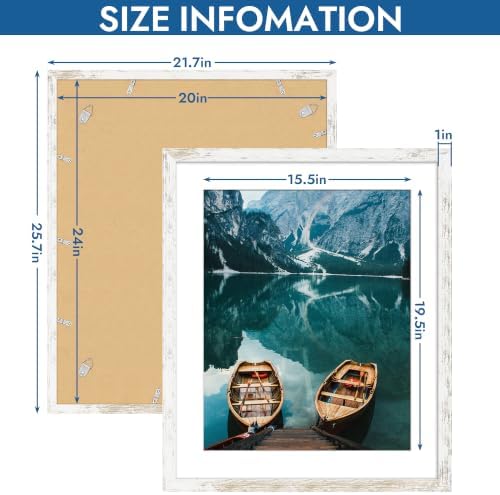 Hongkee 20x24 Picture Frame Set of 4, 20 x 24 Distressed White Wood Style - Image 3