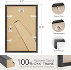 puthiac 8x12 Solid Oak Wood Picture Frames, Black, 3 Pack - Image 3