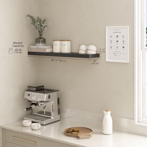 Ballucci Floating Shelf, 36" Wood Wall Shelf with Invisible Brackets for Bathroom, Living Room, Bedroom, Kitchen, Nursery, 8" Deep, Black - Image 4