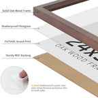 puthiac 24x36 Solid Oak Wood Picture Frame, Walnut, 1 Pack - Image 2