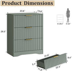 Fluted 3 Drawers Dresser for Bedroom, 30" Tall Modern Wood Dressers, Green - Image 2