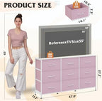 WLIVE Dresser TV Stand for 55 Inch TV, 9 Drawer Dresser for Bedroom, A-Pink - Image 3