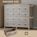 BORNOON Tall 8-Drawer Dresser, Modern Wooden Storage Chest of Drawers, Dresser TV Stand, Wood Drawer Organizer with Metal Handles for Bedroom, Living Room, Hallway - Image 2