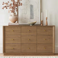 FORTUNETEC 55" Wide 9 Drawer Dresser for Bedroom, Walnut by FORTUNETEC