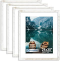Hongkee 24x30 Frame Set of 4, 24 x 30 Distressed White Wood(Mat 18x24) by Hongkee