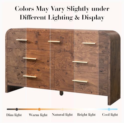 Curved Drawer Dresser for Bedroom with 7 Drawers, 54'' Wide Chest of Drawer - Image 3