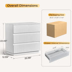 Karl home White 3 Drawer Fluted Nightstand, Modern Storage Chest of Drawers - Image 3