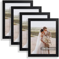 Hongkee 10x13 Picture Frame Set of 4, Made of Real Glass and Black Frame, 10 by 13 Photo for Wall or Tabletop - Display Picture 8.5x11 with Mat or 10x13 Without Mat by Hongkee