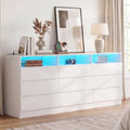 Gyfimoie 63" White 9-Drawer Dresser for Bedroom w/Power Outlet, LED Light by Gyfimoie