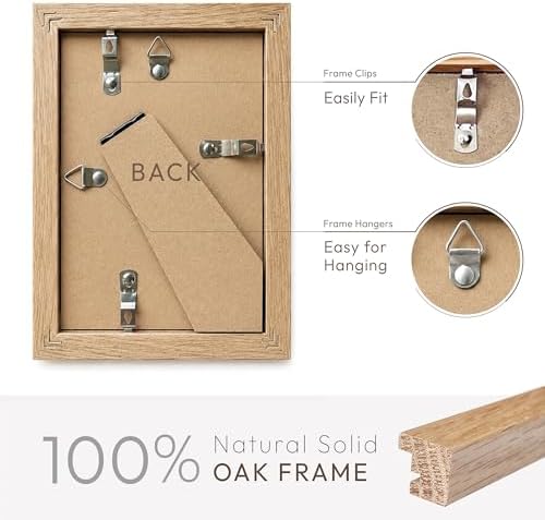 4x6 Picture Frame, Solid Oak Wood 4x6 Frames with Mat to 3x5 - Image 4