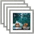 Hongkee 20x20 Frame Set of 4, 20 x 20 Grey Wood Style(Mat 16x16) by Hongkee