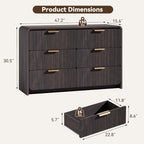 47" Fluted 6 Drawer Dresser for Bedroom, Living Room, Entryway Black Walnut - Image 2