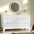 HUANLEGO Fluted Dresser for Bedroom with 9 Drawers, White - Image 2