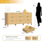 Wodeer 9 Drawer Dresser for Bedroom, 62" Wide Wood Storage Cabinet with Fluted Design, Modern Chest of Drawers & TV Stand for Living Room, Nursery Clothing Organizer with Metal Slides, Anti-Tipping - Image 2