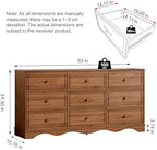 Chrangmay 9 Drawer Dresser,63" Wide Mid Century Chest of Drawers,Wooden Bedroom Drawer Dresser with 9 Storage Drawers for Bedroom,Living Room,with Anti-Tipping Device,Umber. - Image 2