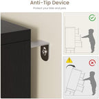 GarveeHome 59" Wide Fluted 9 Drawers Dresser, Black - Image 5
