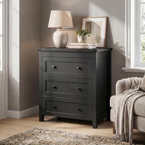 BORNOON 3-Drawer Dresser, Small Wooden Chest of Drawers with Metal Knobs, Water-Resistant Top, Storage Organizer with Anti-Tip Kit for Bedroom, Nursery, Living Room by BORNOON