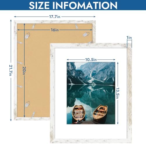 Hongkee 16x20 Frames Set of 4, 16 x 20 Distressed White Wood(Mat 11x14) - Image 3