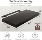 24" Black Floating Shelves 12inch Deep Wall Shelf, Set of 2 - Image 2