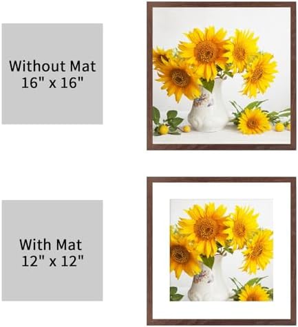 puthiac 16x16 Solid Oak Wood Picture Frame, Walnut, 1 Pack - Image 4