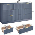 Blue Dresser with 7 Drawer 55" Wide Fluted Dresser for Bedroom丨Modern Chest of Drawer with Metal Handles, Wood TV Stand for Bedroom, Living Room, Entryway, Hallway, Blue - Image 2