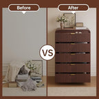 FURSUN Fluted 5 Drawers Dresser for Bedroom, 48" Tall Wooden Modern Dresser with Metal Handle, Curved Profile Design, Storage Organizer for Bedroom, Living Room, Hallway, Dark Walnut - Image 4