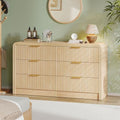 Decofy 55" W Fluted 6-Drawer Dresser for Bedroom,Natural Oak by Decofy