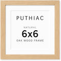 puthiac 6x6 Solid Oak Wood Picture Frame with 4x4 Mat, Natural Oak, 1 Pack by PUTHIAC