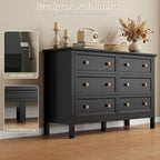 CARPETNAL 47" Black Dresser for Bedroom with Modern Gold Handles & 6 Drawer - Image 6