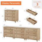 WAMPAT Wide 9 Drawer Dresser, Wooden Chest of Drawers for Bedroom, Oak - Image 2