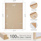 puthiac 11x17 Solid Oak Wood Picture Frames, Natural Oak, 3 Pack - Image 3