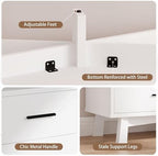 Xixini Dresser for Bedroom, 6 Drawer Wide Modern Chest of Drawers with X-Shaped Sturdy Base, Wood Double Dresser Closet Clothes Storage Organizer, Wooden TV Stand for Living Room, Hallway, White - Image 6
