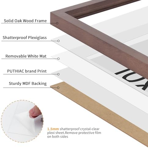 puthiac 10x14 Solid Oak Wood Picture Frame, Walnut, 1 Pack - Image 2