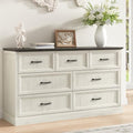 Farmhouse 7 Drawer Dresser for Bedroom, 55" White Dresser with TV Stand by CARPETNAL